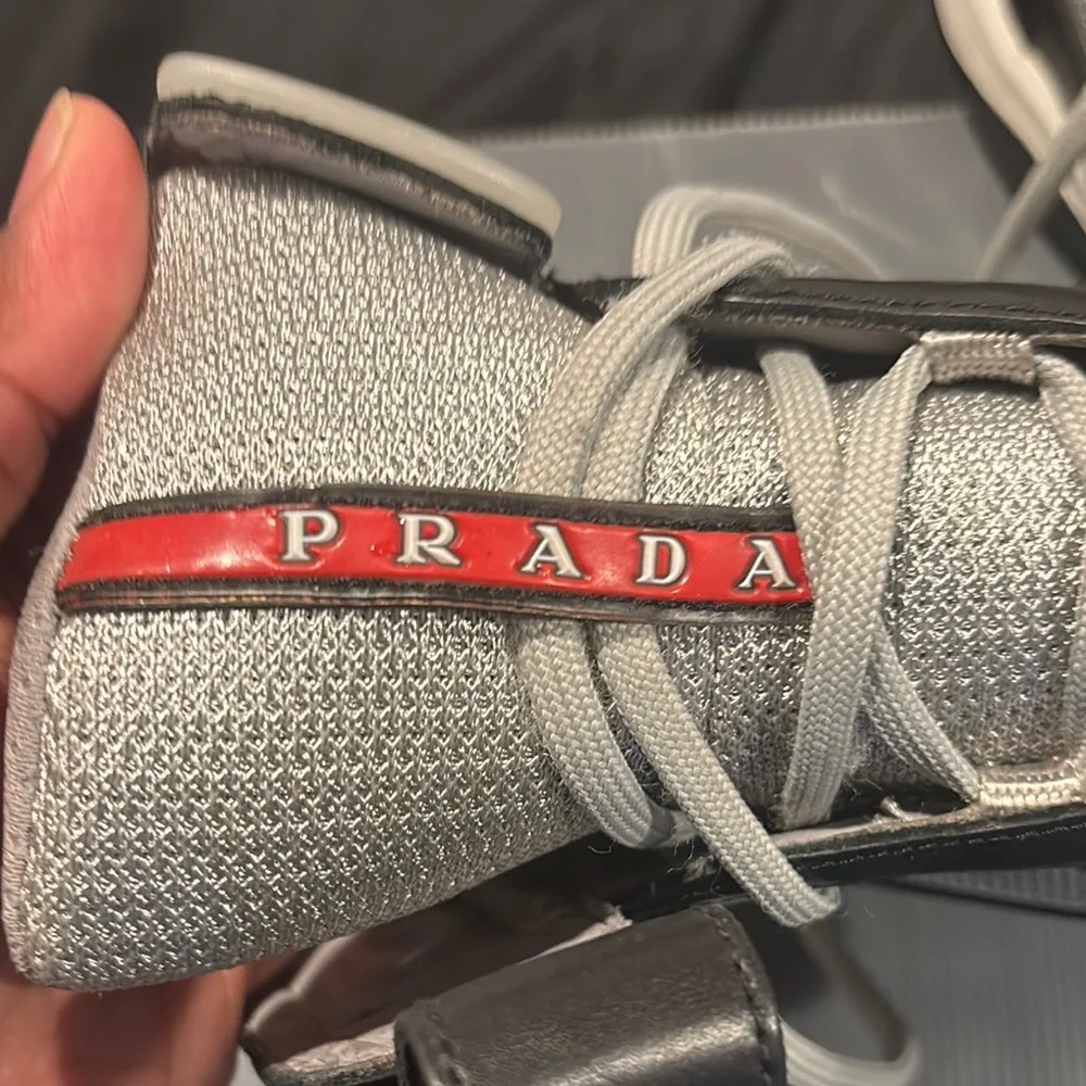 Prada Men's Black and Gray High-Top Sneakers - Picture 3 of 8